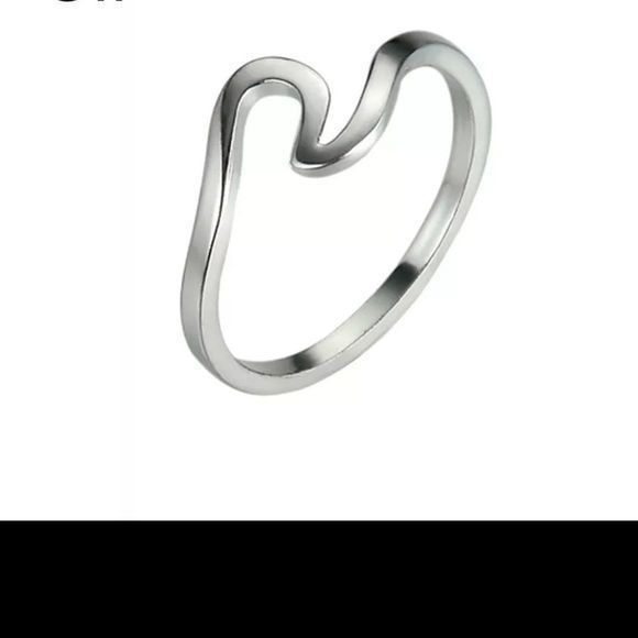 Silver Gold Ocean Wave Ring - Picture 2 of 7